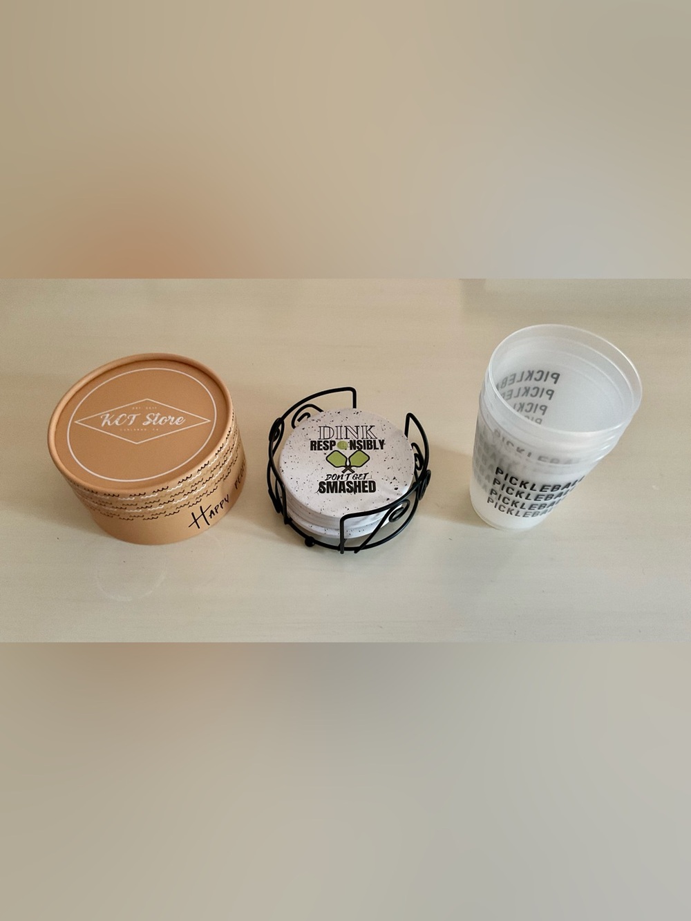 New Pickleball Coaster Set and Cups